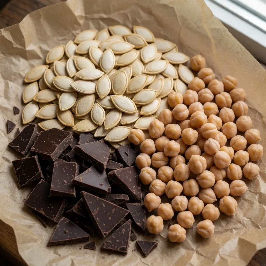 Zinc-rich whole foods on parchment
